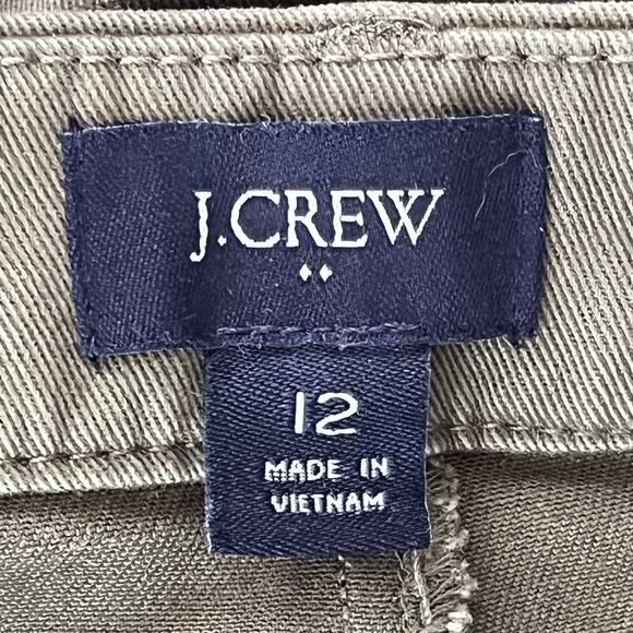 J. Crew Chino Button Front Mini Skirt Size 12 Belted Utility Stretch Army Green - Picture 5 of 7